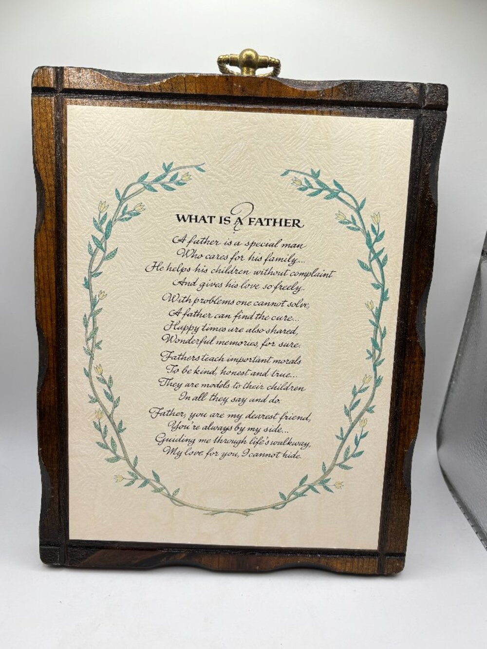 VTG Solid Wood Wall Plaque What Is A Father Handmade MCM Dad Gift for Him Retro